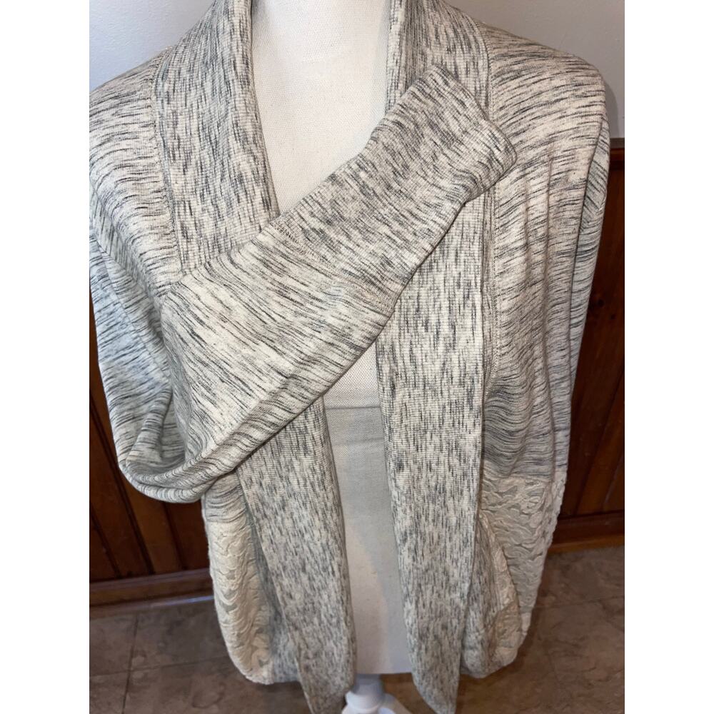 Womens Anthropologie Saturday Sunday Gray Cream Lace Quilted Open Cardigan L - Picture 4 of 10